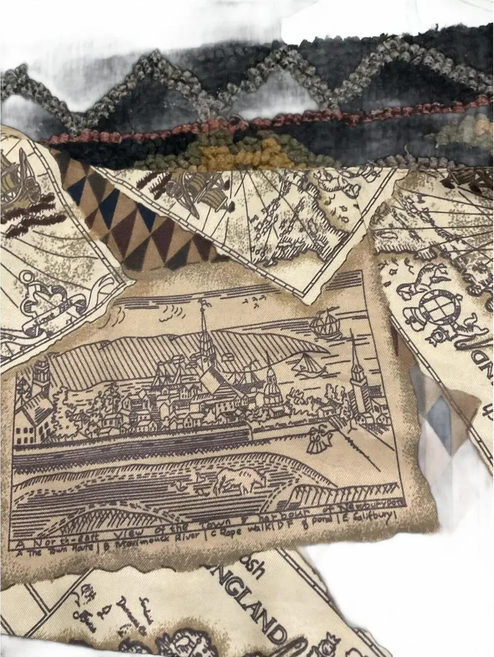 Mackintosh New England Vintage Map Print Scarf